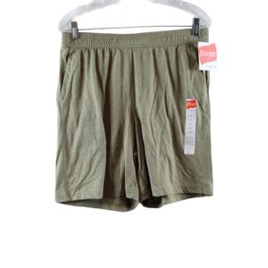 Hanes Green Women's Sweat Short Drawstring Elastic Waist Pockets Medium 053